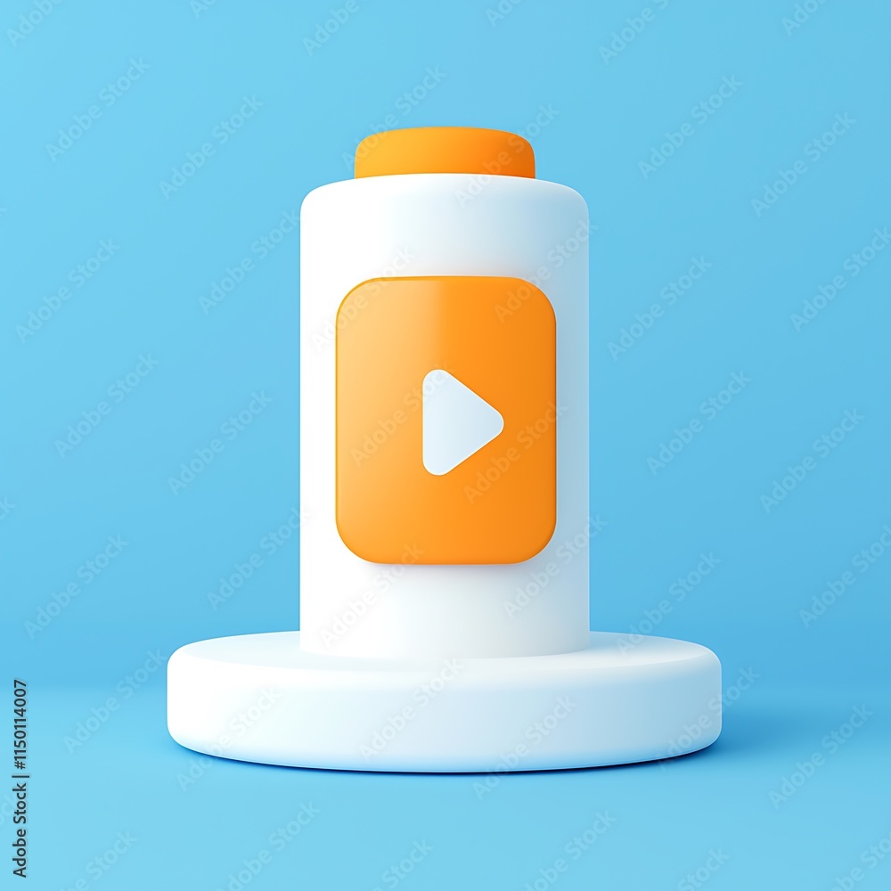 Modern Creative Play Button on Minimalist Blue Background Modern Creative Play Button on Minimalist Blue Background