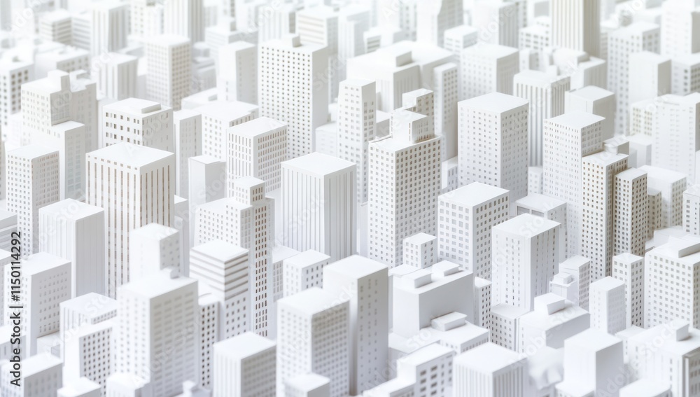 Abstract white city skyline, architectural model. Abstract white city skyline, architectural model.