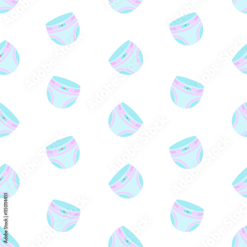 Mint diapers vector seamless pattern. Diaper angles, diaper changing. Background, print, backdrop