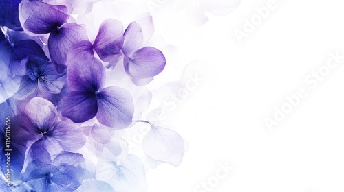 Wallpaper Mural Soft purple and blue hydrangea blossoms on white background. Torontodigital.ca