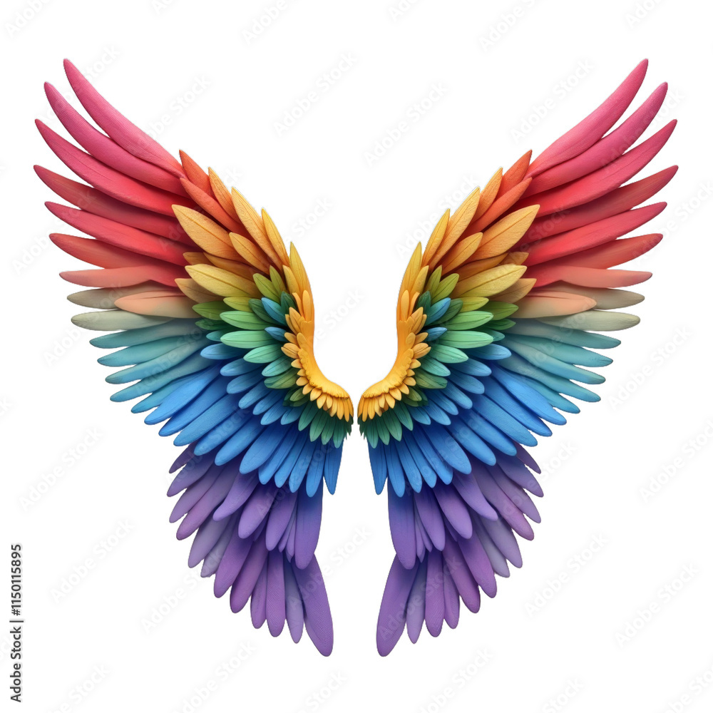 Colorful winged creature with rainbow hues from top to bottom on each wing Colorful winged creature with rainbow hues from top to bottom on each wing