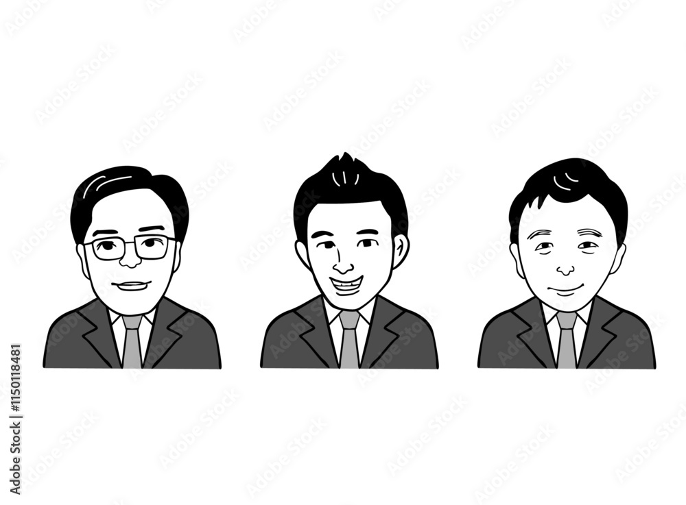 日本のサラリーマンのおじさん男性イラスト3 日本のサラリーマンのおじさん男性イラスト3