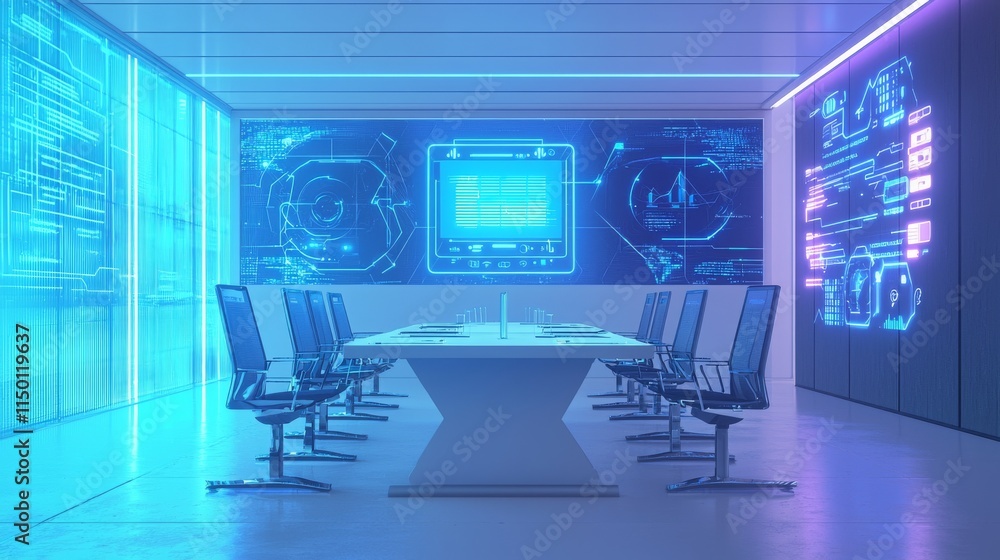 Futuristic Meeting Room with Augmented Reality Displays Futuristic Meeting Room with Augmented Reality Displays