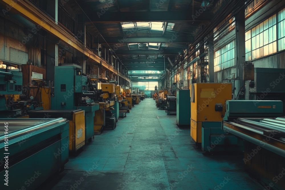 Obraz premium Spacious industrial warehouse interior