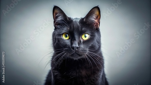 Minimalist Black Cat on White: Surreal Pet Photography