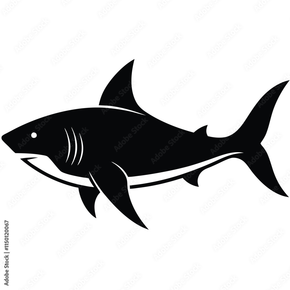 Shark silhouette on white background Shark silhouette on white background