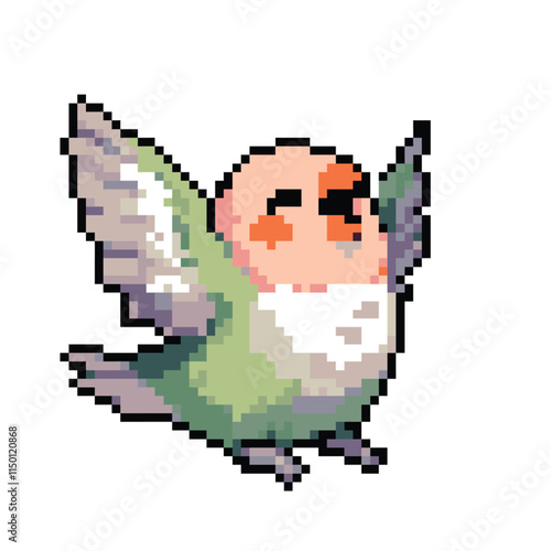 Pixel art cute lovebird