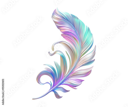 Feather 3d with soft flowing edges - PNG on isolated transparent background