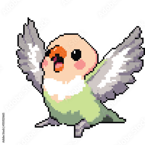 Pixel art cute lovebird
