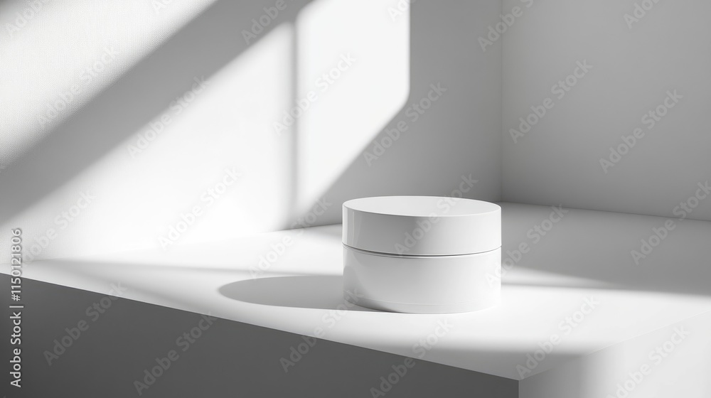 Minimalist White Jar on Geometric Surface with Soft Shadows Minimalist White Jar on Geometric Surface with Soft Shadows