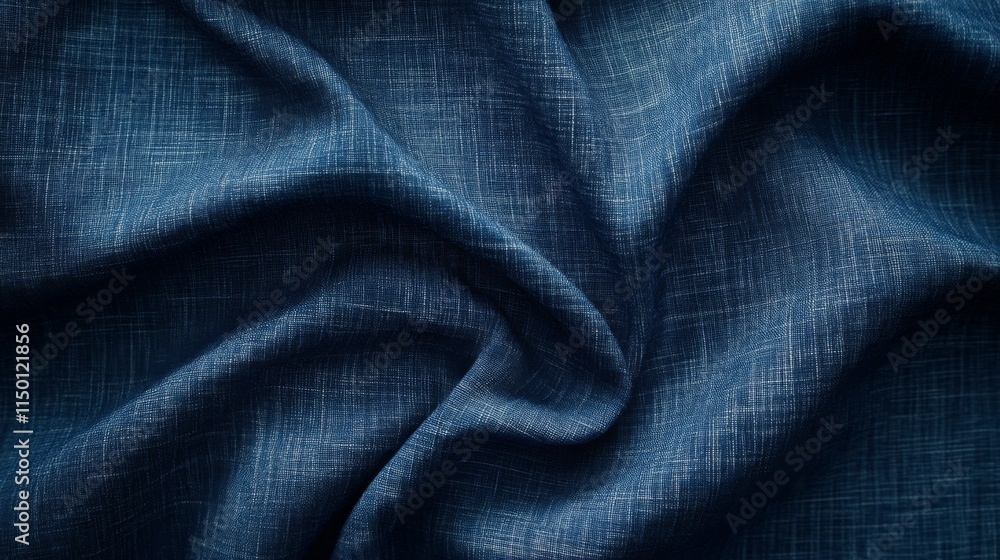 Draped Dark Blue Textured Fabric Background Draped Dark Blue Textured Fabric Background