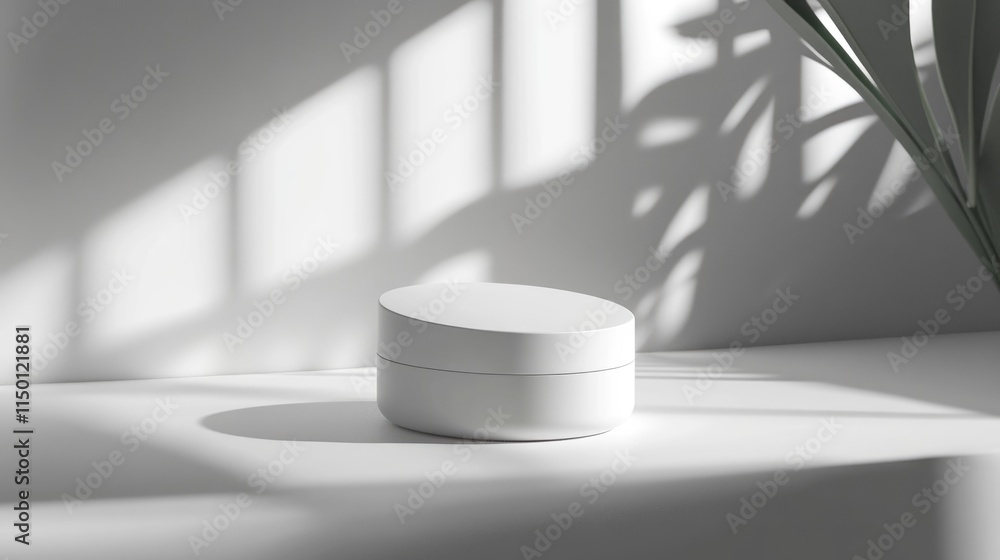 Minimalist White Container with Shadows and Soft Natural Light Minimalist White Container with Shadows and Soft Natural Light