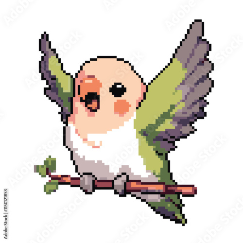 Pixel art cute lovebird