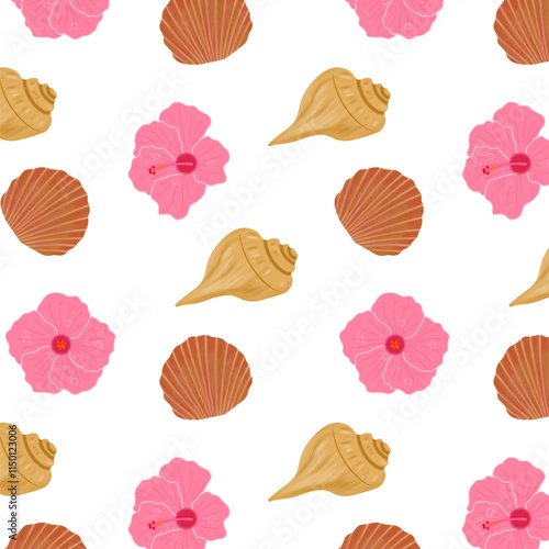 Pink Floral Shell Pattern