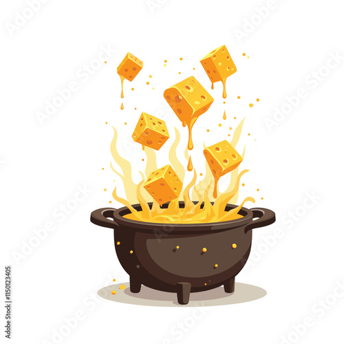 Cheese dices and slices vector illustration