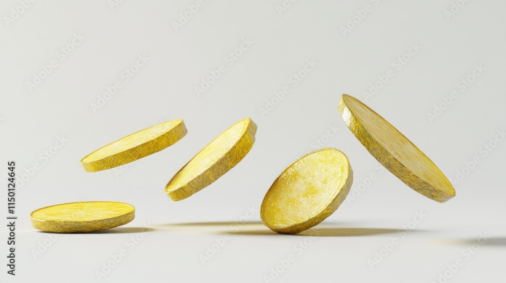Highresolution 3D realistic zucchini slices on white background Highresolution 3D realistic zucchini slices on white background