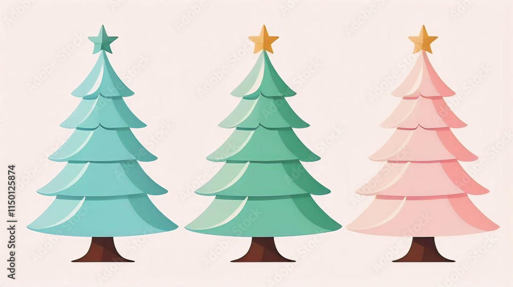 Flat 2d style Christmas tree Flat 2d style Christmas tree