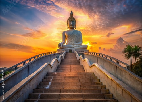 Minimalist Phuket Buddha: Naga Staircase Ascent, Nakkerd Hills photo