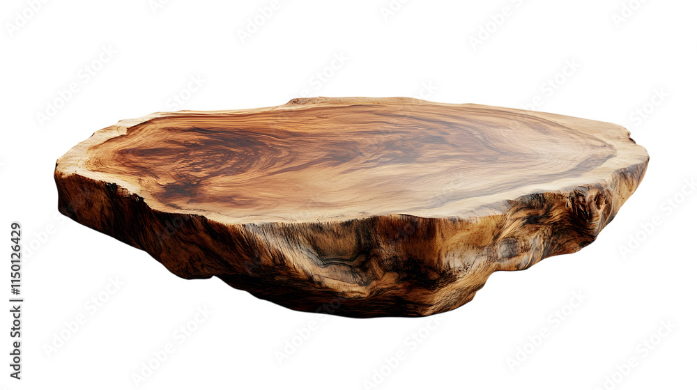 Polished live-edge wooden pedestal stand featuring rustic grain and smooth texture Isolated on transparent background Polished live-edge wooden pedestal stand featuring rustic grain and smooth texture Isolated on transparent background