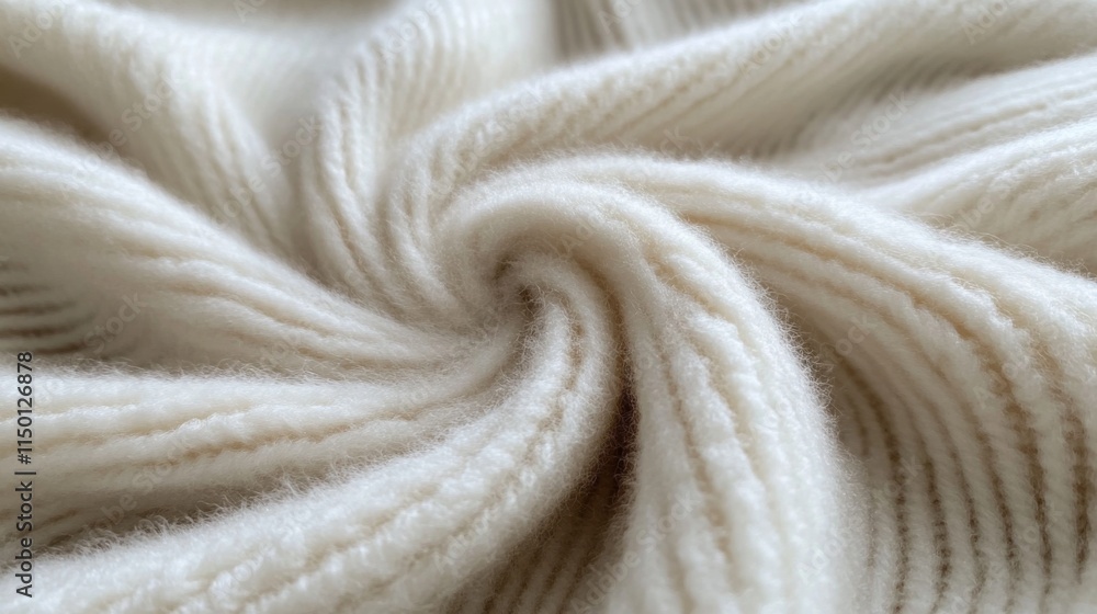 Soft Cream Knitted Fabric Swirled Texture Soft Cream Knitted Fabric Swirled Texture