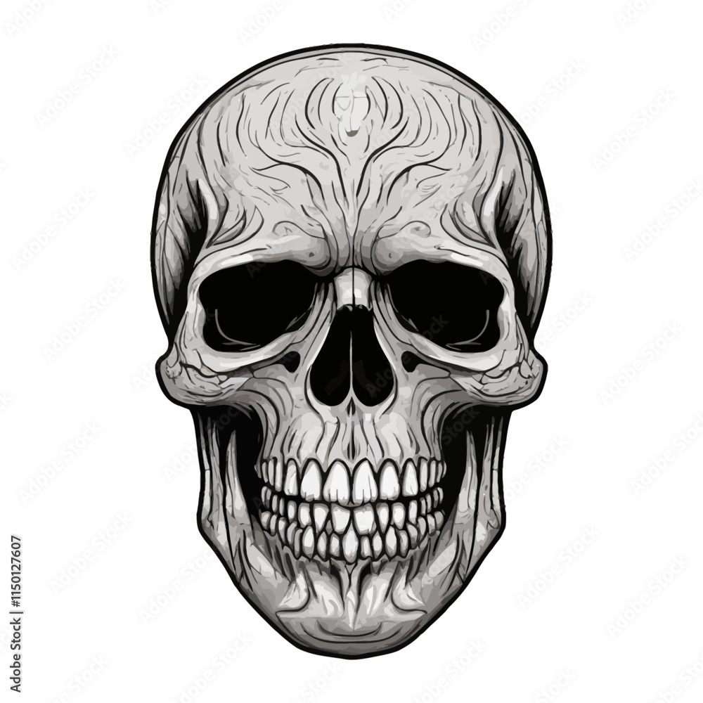 Fototapeta premium Skull skeleton vector design in different styles with solid background