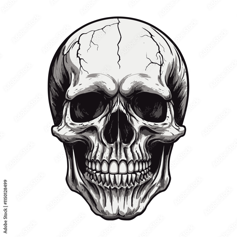 Fototapeta premium Skull skeleton vector design in different styles with solid background