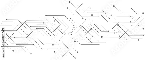 Vector abstract white digital technology circuits lines geometric dots and lines.