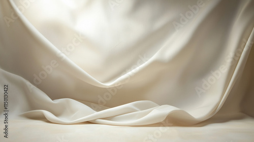 Elegant White Silk Fabric: Soft Folds and Luxurious Texture