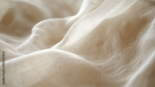 Elegant Ivory Silk Fabric Folds: Luxurious Texture and Soft Curves