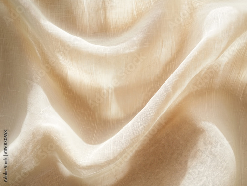 Ethereal Silk: Graceful Folds of Cream-Colored Fabric in Soft Light