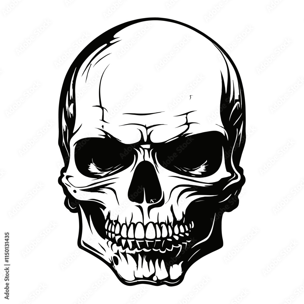 Fototapeta premium Skull skeleton vector design in different styles with solid background
