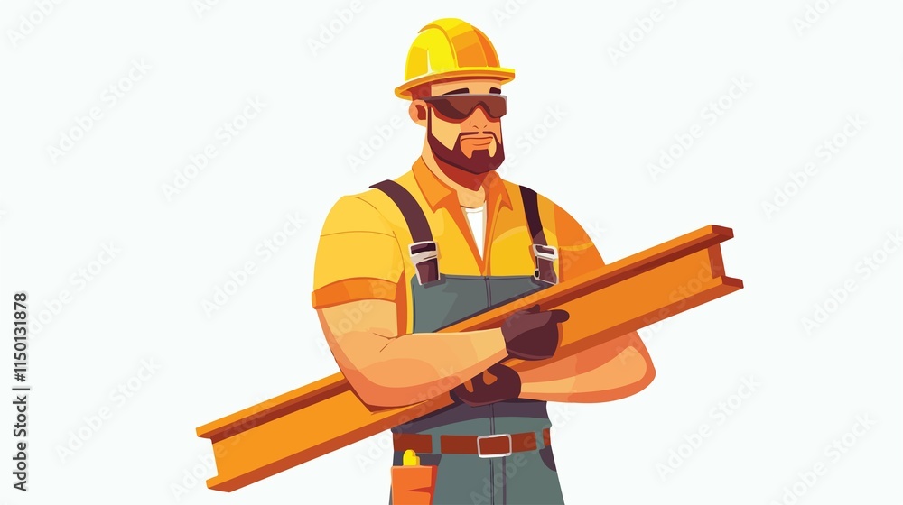 Vector illustration of a builder man using a level tool Vector illustration of a builder man using a level tool