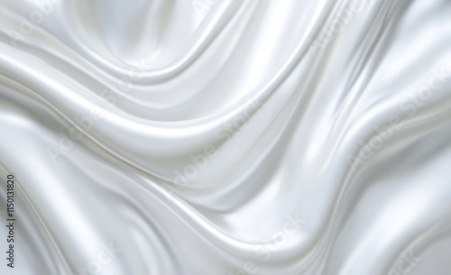 Elegant white silk fabric with soft, flowing waves and folds.