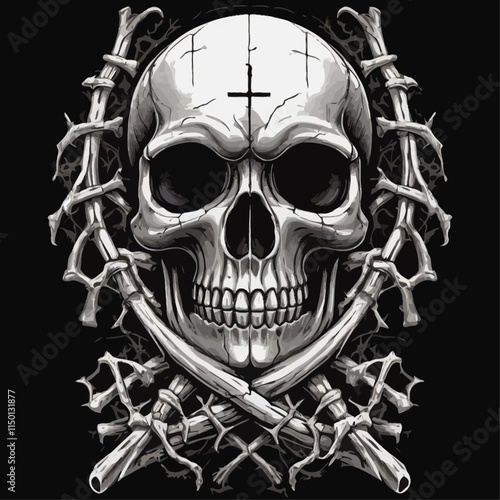 Skull skeleton vector design in different styles with solid background