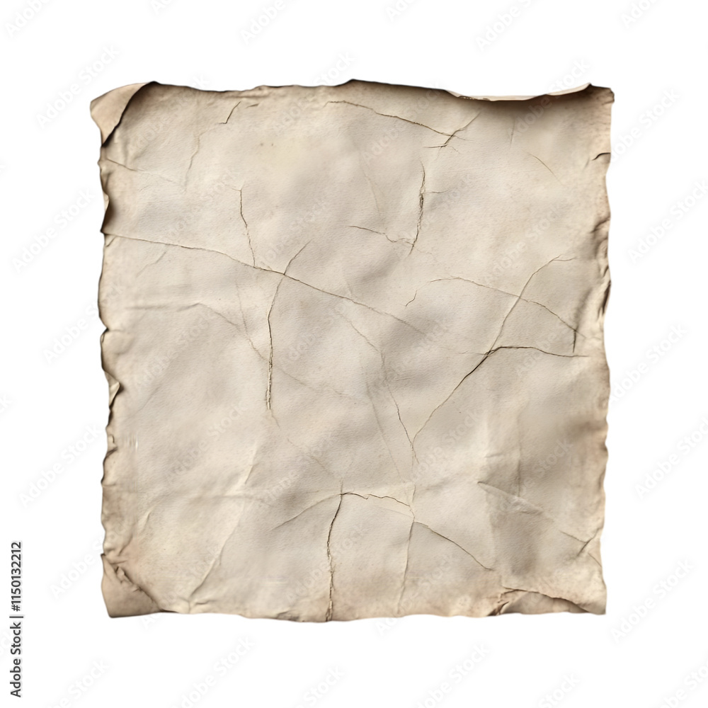 Obraz premium A textured, aged piece of parchment with creases, ideal for artistic or historical use.