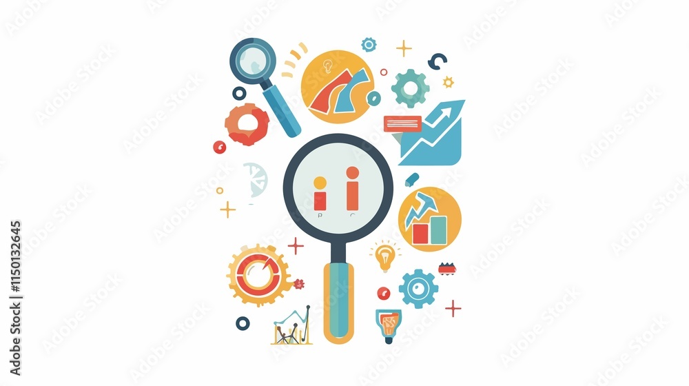 Flat vector business concept keywords isolated background image Flat vector business concept keywords isolated background image