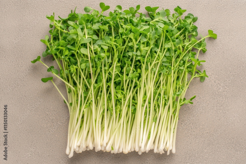 Fresh microgreens on a gray surface. Fresh microgreens on a gray surface.