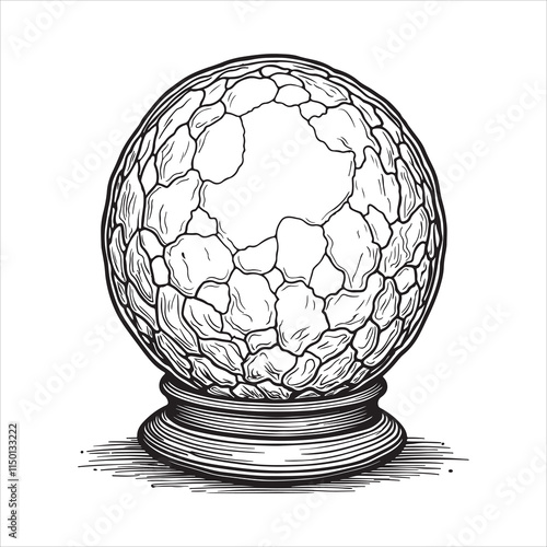 Vintage crystal ball silhouette vector 