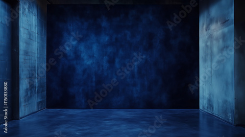 Enigmatic Blue Room: Atmospheric Interior with Mysterious Ambiance