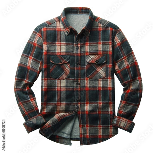 CUTOUT laid flannel shirT isolated on transparent background 