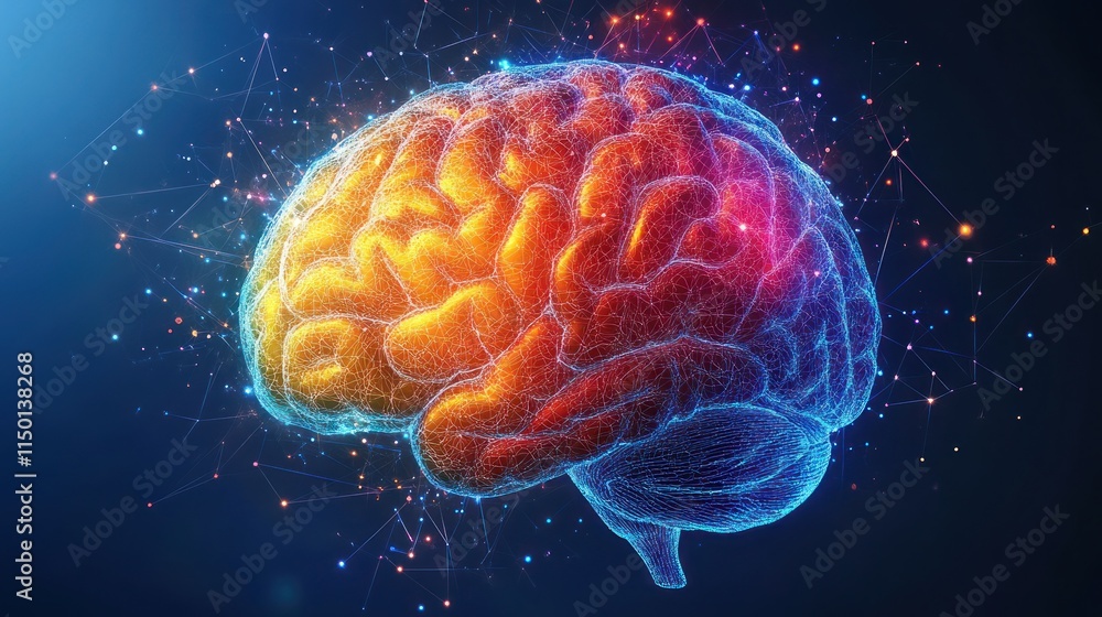 Obraz premium Glowing human brain, neural network.