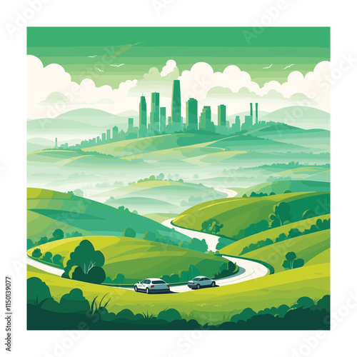 Car pollution vector illustration