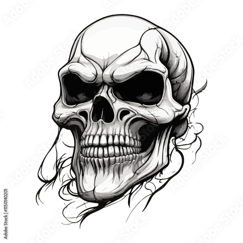 Skull skeleton vector design in different styles with solid background