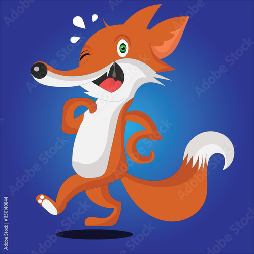 fox cartoon laughing and winking  vector illustration design clean and unique latest 
