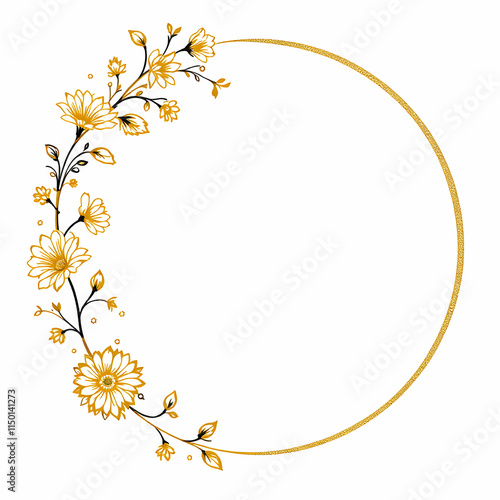 Luxury flowers circle border