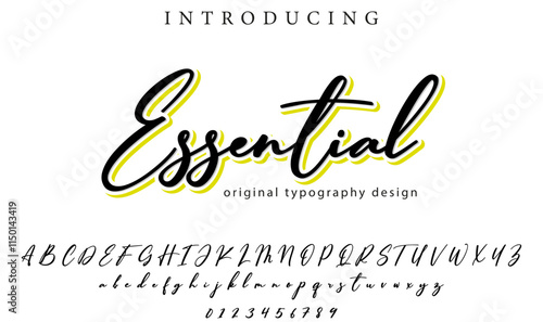 Essential Font Stylish brush painted an uppercase vector letters, alphabet, typeface