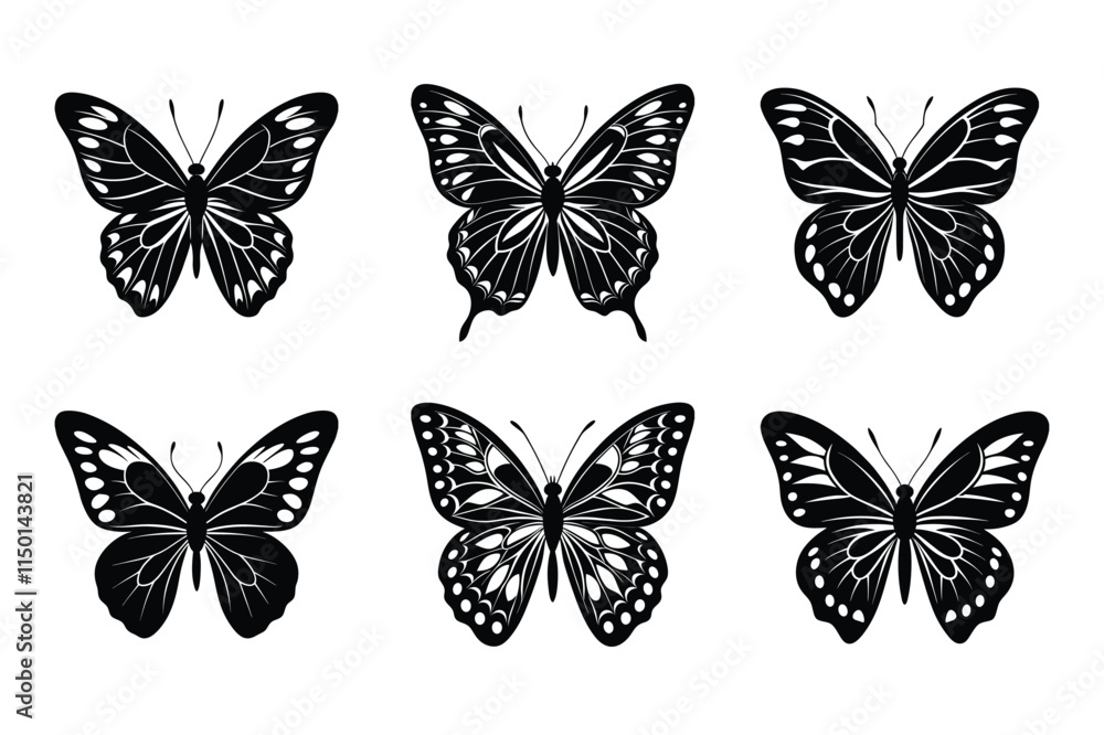 Collection of butterfly silhouettes illustration Collection of butterfly silhouettes illustration