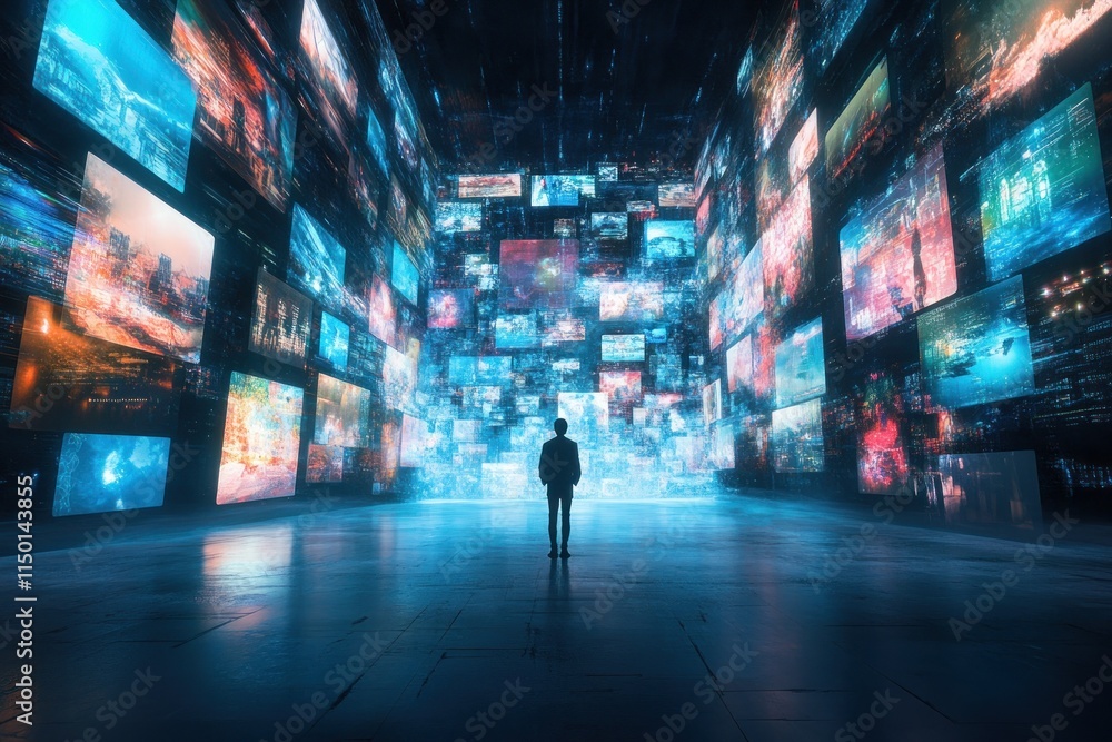 Solitary Figure in Digital Art Environment Solitary Figure in Digital Art Environment