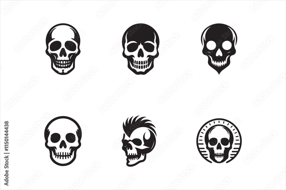 set of skulls silhoutee vector set of skulls silhoutee vector
