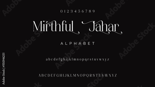 Elegant alphabet letters logo font and number. Luxury Classic Modern Serif Lettering Minimal Fashion. Typography decoration fonts for branding, wedding, logos. vector illustration